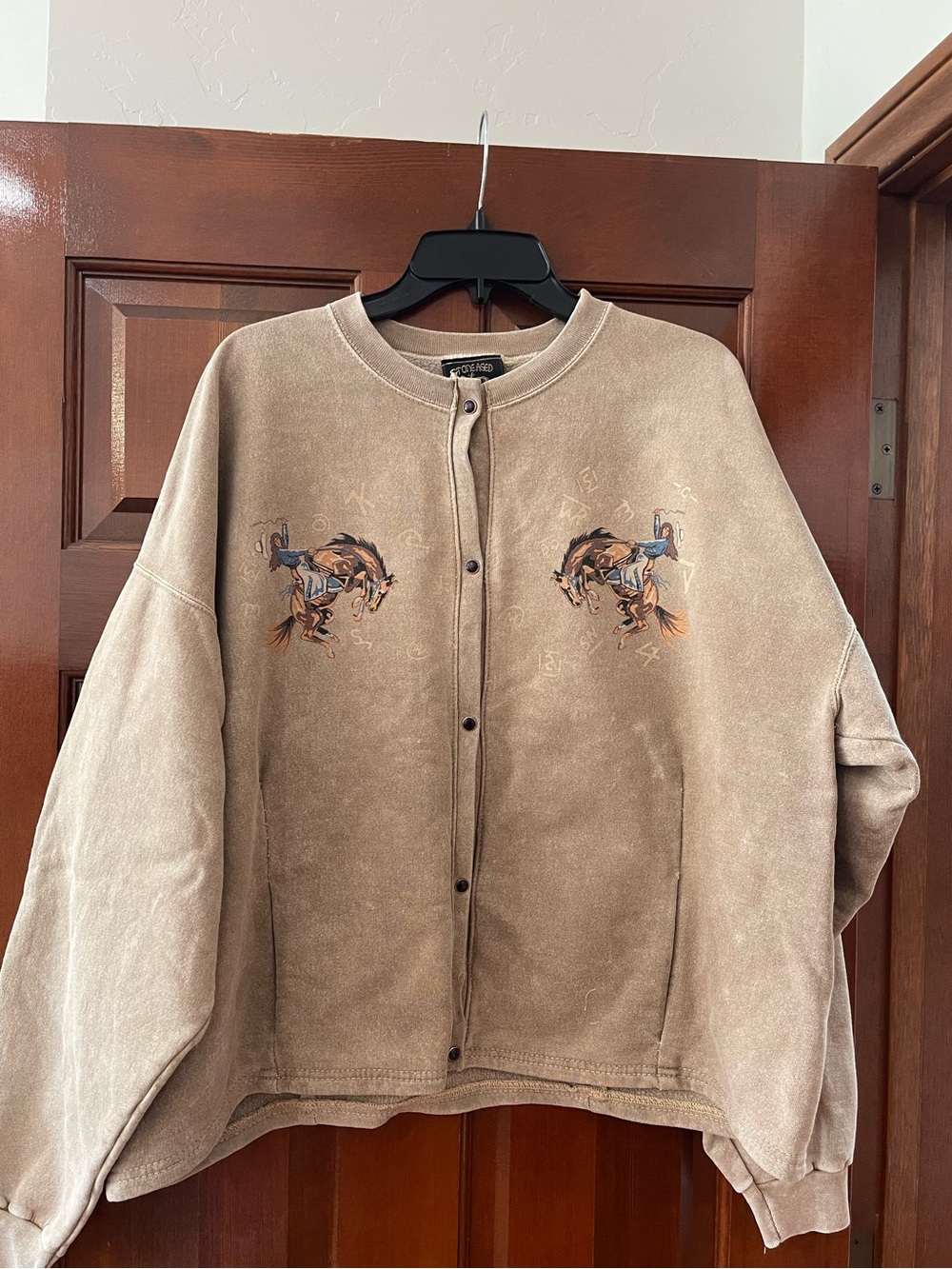 Vintage Stoneaged Rockeewr Western Horse Embroidered Snap Cardigan  XL